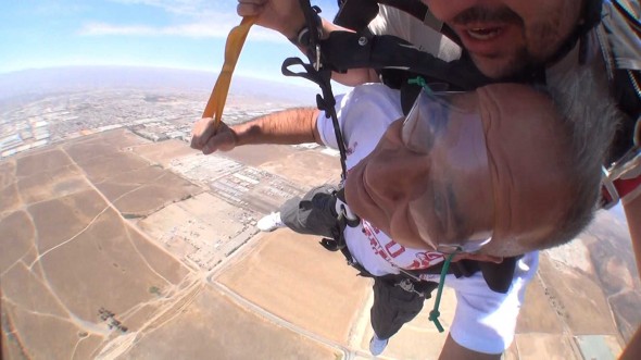 My dad sky diving