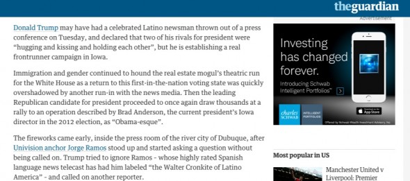 “Donald Trump ejects Latino news anchor as Iowa campaign gains ground”