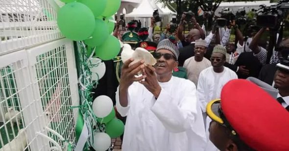 Nigerian President, Muhammadu Buhari at the Independence day celebration in the country.